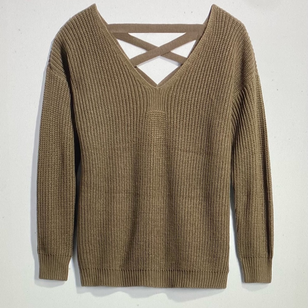 Aru Lace Up Back Cotton Blend Pullover Remove from your items